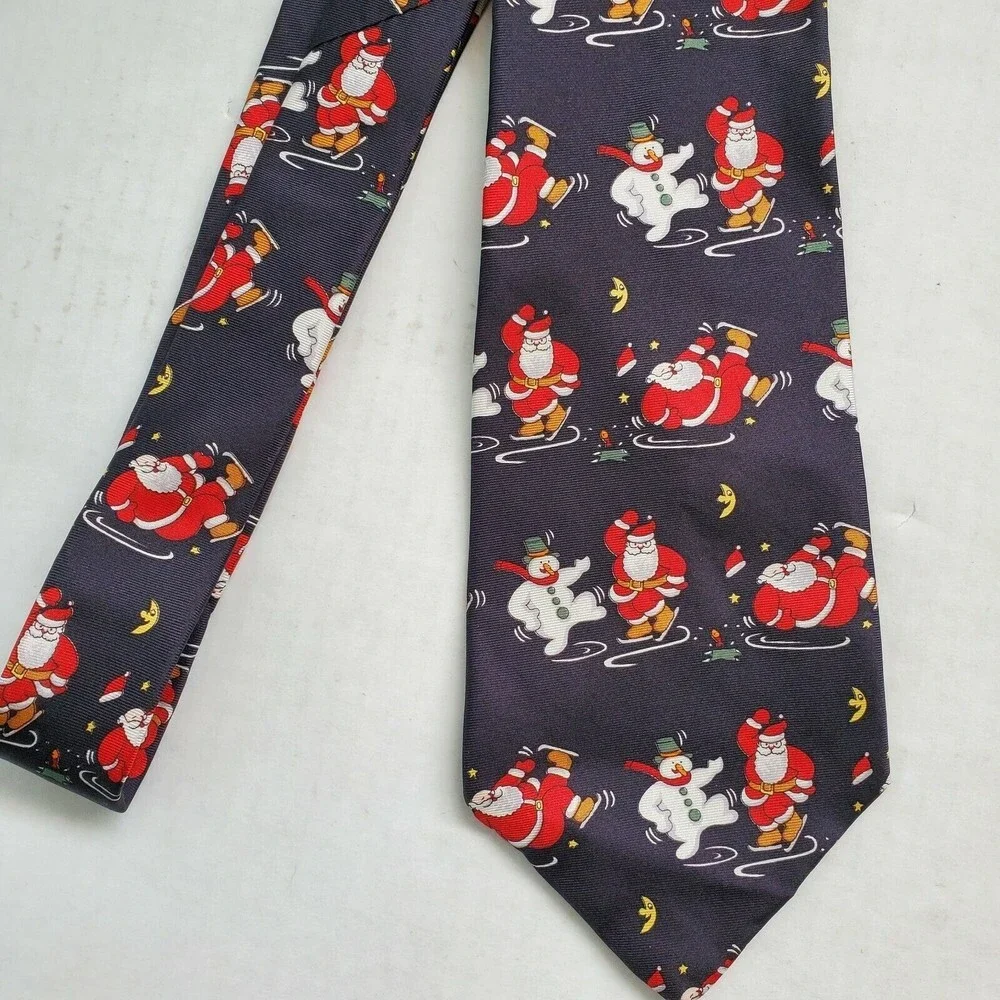 Ice Skating Santa Snowman Christmas Holiday Novelty Neck Tie American Traditions - Picture 2 of 6